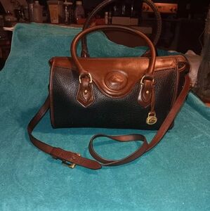 Dooney & Bourke Vintage Black and Brown Pebbled Leather Satchel Handbag